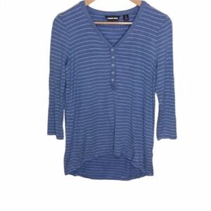 Lands’ End Blue Striped Henley Shirt